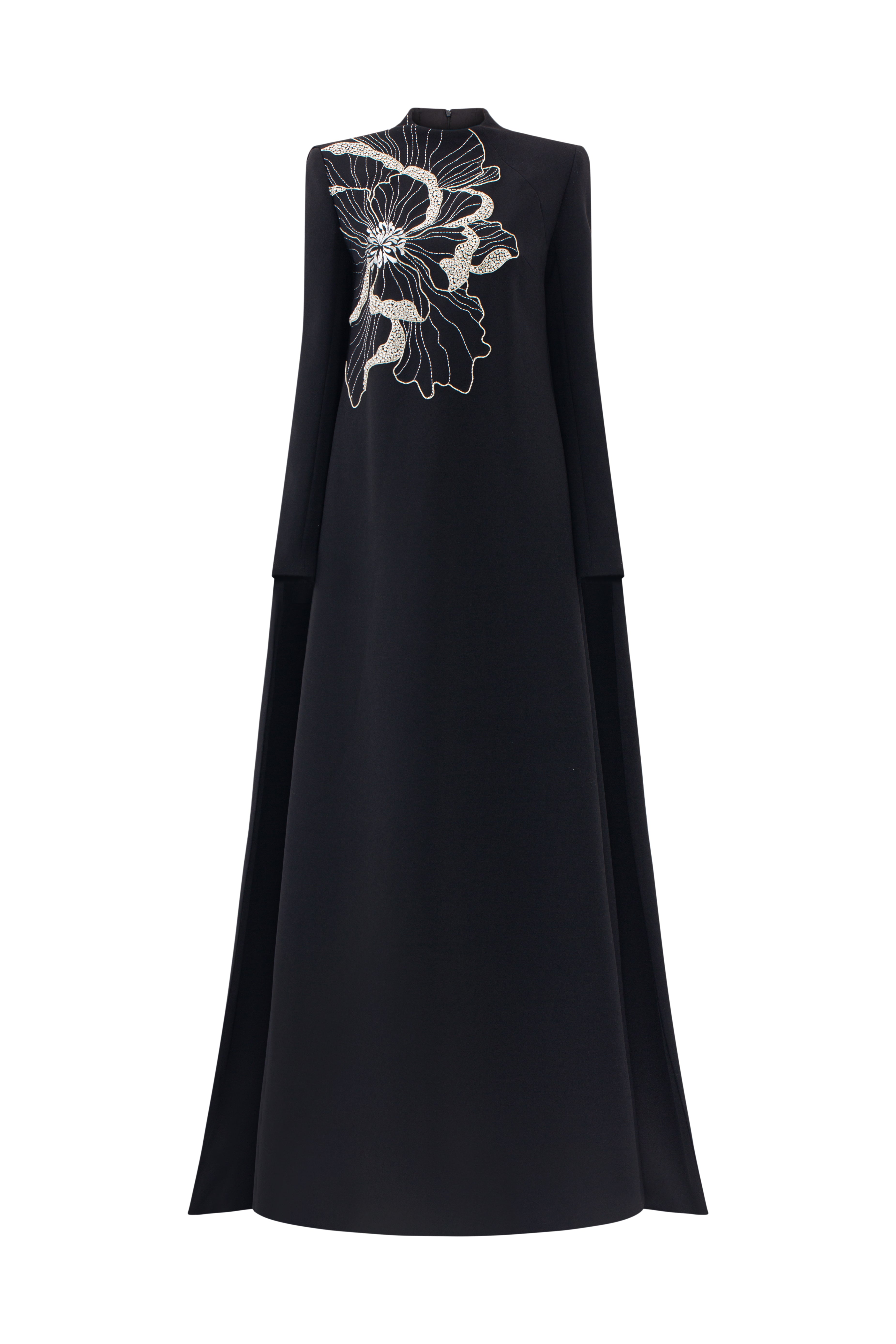 High Neck Long Back Flap Dress